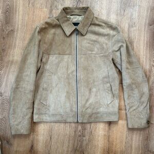 BOSS Malbano Goat Suede Zip Jacket Light Beige